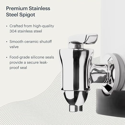 Boroux Legacy Gravity-Fed Countertop Stainless Steel Water Filter System | 3 Gallons with 2 Authentic Black Foundation. Filters