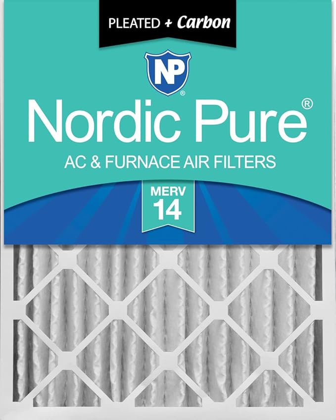 Nordic Pure 20x24x4 (Actual Size: 19 3/8 x 23 3/8 x 3 5/8) Pleated Air Filters MERV 14 Plus Carbon 1 Pack