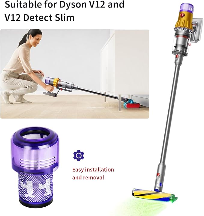 WuYan Replacement HEPA Filters for Dyson V12 Detect Slim,V12 Slim SV20 Removable and Washable Vacuum Cleaner Filter Replacement
