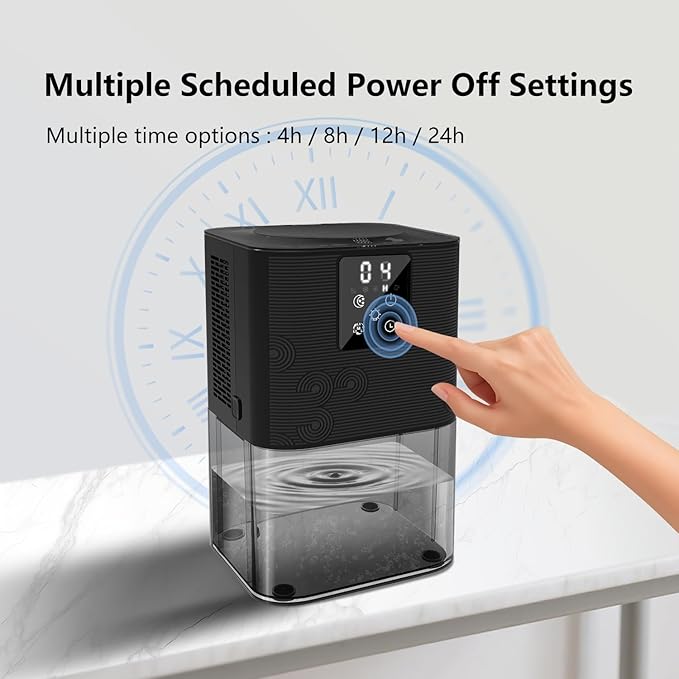 Dehumidifier,MTOX 3L/105 oz (1000 Sq Ft) Small Dehumidifiers for Rooms, Bathroom, RV, Quiet with Auto Shut-Off, Timer, 3 Modes, Removable Filter & Aromatherapy Box, 7-Color LED (Black)