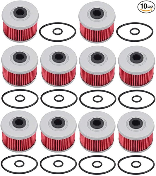 Set of 10, HF113 Oil Filter Compatible with Honda 15412-HM5-A10 Foreman 400EX 500 Rancher Pioneer Rubicon TRX420 ATC250ES ATC350X TRX250 TRX300 TRX350 TRX400 TRX420 TRX450 TRX500