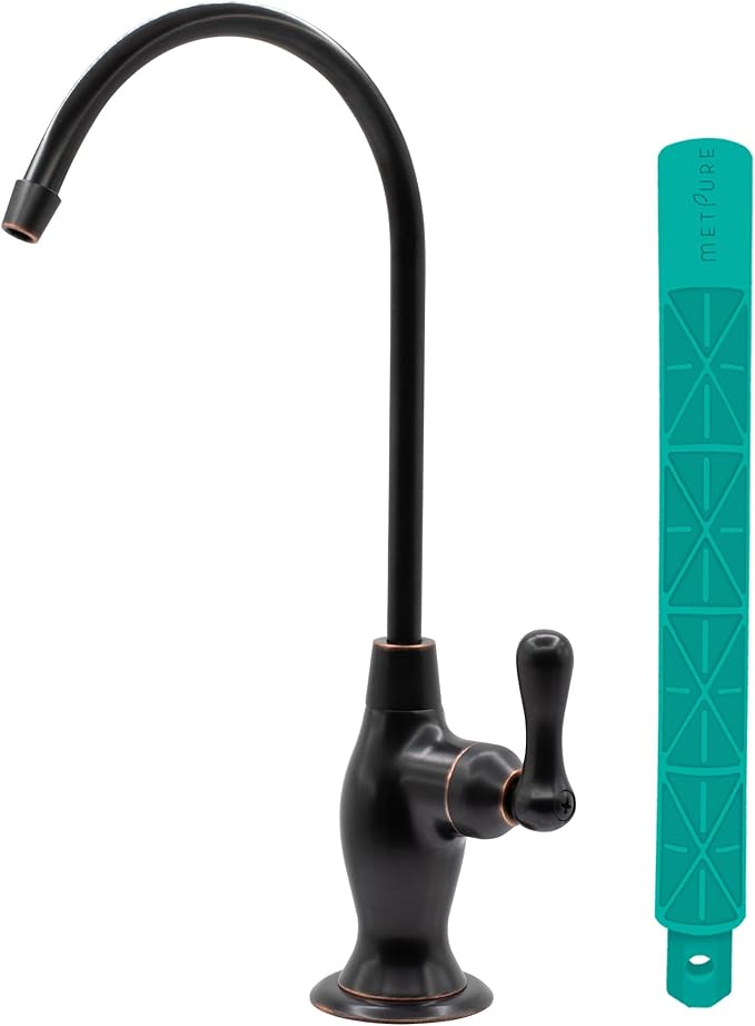 Metpure Non-airgap NSF Certified RO Faucet Reverse Osmosis Drinking Water Filtration System Water Dispenser Spout (Dark Oil Rubbed Bronze). Vase Style with Faucet Wrench.
