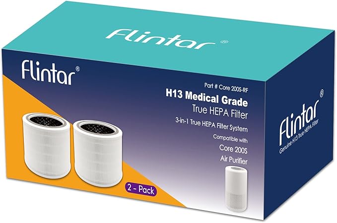 Flintar Core 200S Replacement Filter, Compatible with LEVOIT Core 200S Smart WiFi Air Purifier, 3-Stage H13 Grade Filter Set, Core 200S-RF, 2-Pack