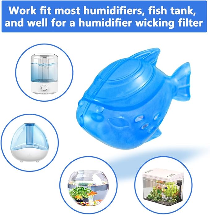 Humidifier Tank Cleaner, 10PCS Universal Humidifier filters fish Compatible with Drop,Droplet, Warm&Cool Mist Humidifiers, Fish Tank, Keep The Water (Fish-blue)