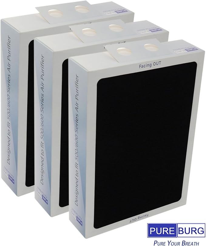 PUREBURG Replacement Smokestop Filter Compatible with Blueair 500/600 Classic 503 505 603 650E 550E 501 510 555EB 601 605 580i 680i Air Purifiers,H13 HEPA 3-Stage Filtration Activated Carbon