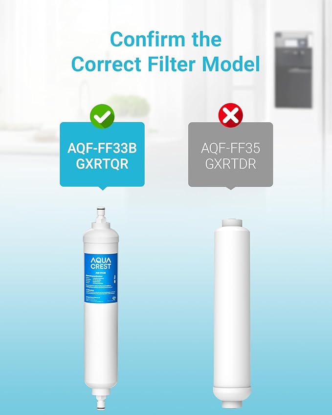 AQUACREST GXRTQR Inline Water Filter, NSF Certified, Compatible with GE GXRTQR, GXRTQ System, Reduces Chlorine, Fluoride, Limescale and More, For Refrigerator, IceMaker, RVs (3 Filters)