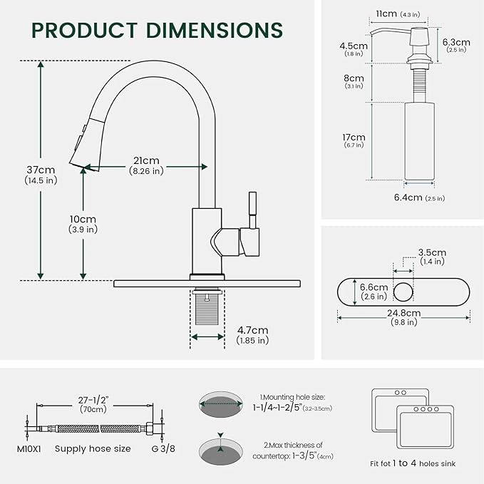APPASO Black and Gold Kitchen Faucet, CUPC Certified Touchless Sink Faucet with Soap Dispenser and Pull Down Sprayer 3 Modes, High Arch Single Handle Hands Free Motion Sensor Kitchen Faucets