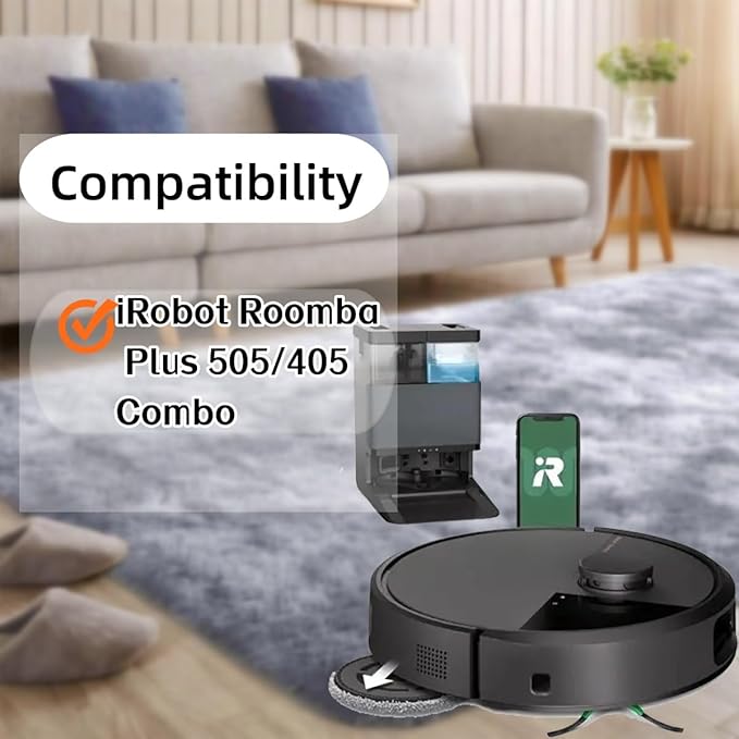 Replacement Parts for iRobot Roomba Plus 405/505 Combo Robot Vacuum and Mop 28-Pack Accessories Kit:2 Main Brushes,6 Dust Bags,6 Filters,6 Mop Pads,6 Side Brushes,1 Cleaning Brush