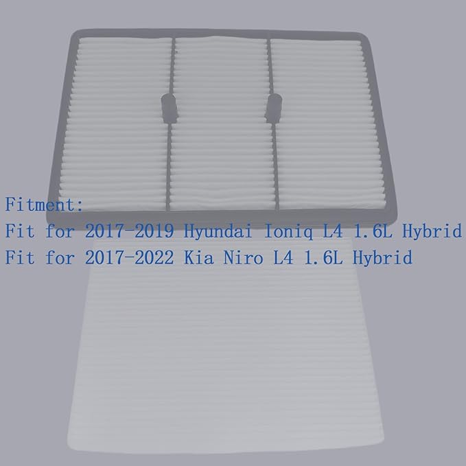 Engine & Cabin Air Filter Fit for 2017-2019 Hyundai Ioniq, 2017-2022 Kia Niro, L4 1.6L, Replace 28113G2100 97133G2000 28113-G2100 97133-G2000