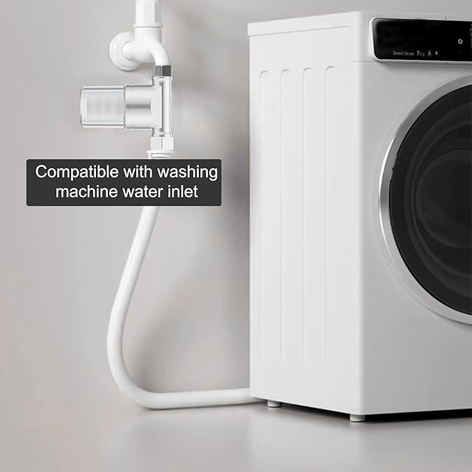 Washing Machine Water Filter, 40 Micron Reusable Brass Inline Sediment Filter, Anti-Scale Hose Pre-Filter for Water Heater, RV, and Toilet Bidet (L Port)