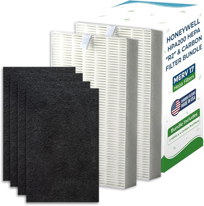 Breathe Naturally - Premium HPA200 HEPA Replacement Filters, Honeywell Replacement Filters, Carbon Prefilter - Ideal for Air Purification - Bundle(2 HEPA Replacement Filter, 4 Carbon Filter)