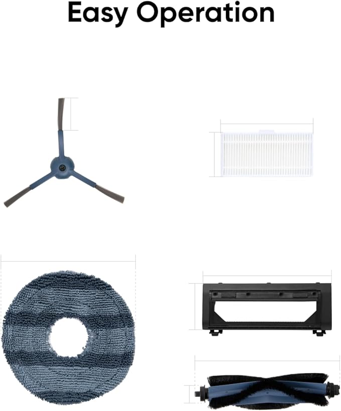 eufy Official Accessory Kit for Robot Vacuum Omni C20, 2 Side Brushes, 2 Washable Filters, 1 Rolling Brush, 1 Brush Guard, 2 Mop Pads