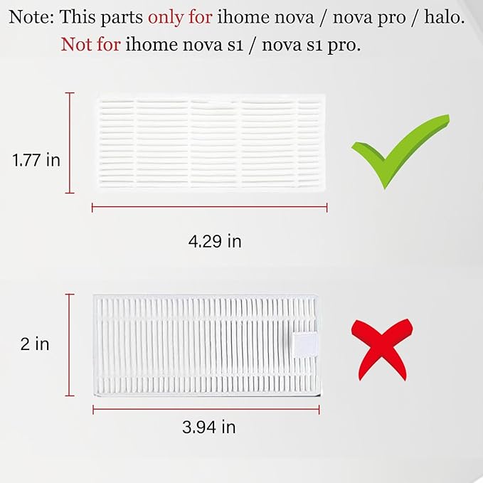 11Pcs iHRV6-BLK Replacement Parts for iHome AutoVac Nova Self Empty Robot Vacuum Cleaner Spare Accessories, 1 Main Roller Brush,4 Side Brushes, 2 Hepa Filters, 2 Dust Bags, 2 Mop Pads