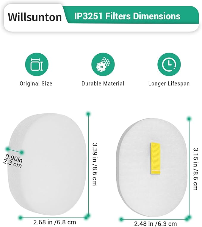 4 Pack Pre-Motor Filters Replacement for Shark Cordless PowerDetect Clean IP3251, IP3251C, IP3252, IP3124, IP3225, Compare to Part #XPRMFIP1000