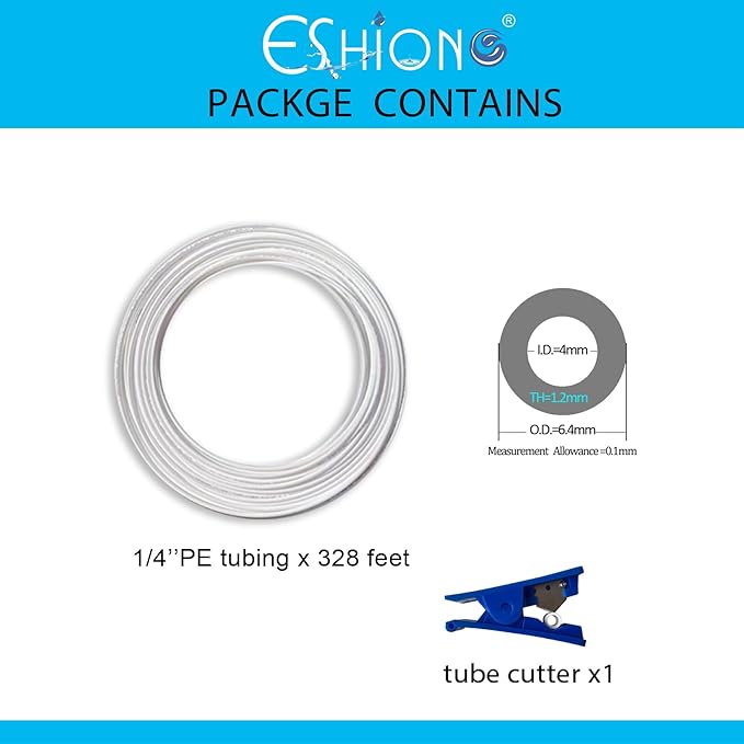 NSF Certified 1/4" O.D. Water tubing Hose Pipe for RO (Reverse Osmosis) Water Filter 330 Feet (100M)+Tube Cutter.…