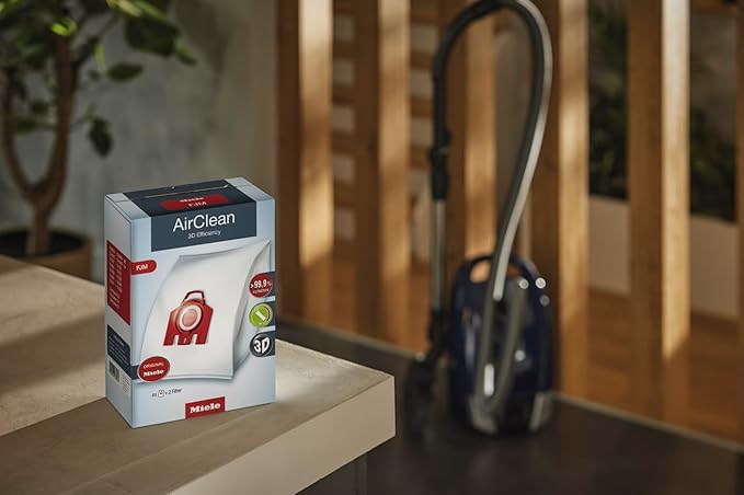 Miele Genuine AirClean 3D FJM Vacuum Cleaner Bags, 4 x Bags, 1 AirClean Exhaust Filter