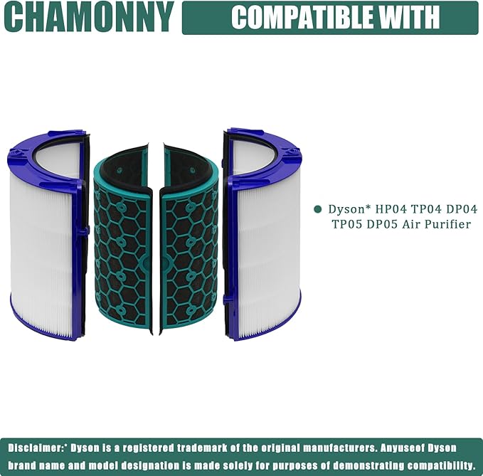TP04 Replacement Filter, Compatible with Dyson HP04 TP04 DP04 TP05 DP05 Air Purifier, Compared to Part # 968707-04, 968708-04, 969048-01, 1 Pack