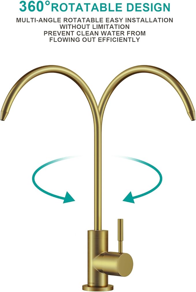 Brass Reverse Osmosis Faucet, Sink Water Filter System, Suitable for Most Reverse Osmosis or Water Filtration Systems, Kitchen bar Sink Drinking Faucet (Gold)