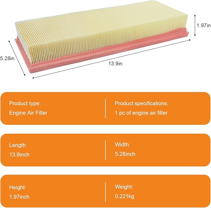 Engine Air Filter Replacement A2730940204 Compatible with Mercedes-Benz E350/C300/ML350/C240/GLK350/GL450/S550/E320/S430/C230 Select Models and More,Engine Air Filter for Car(2 PACK)