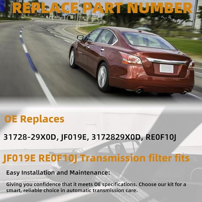 JF019E RE0F10J Transmission Filter and Gasket Kit - Replaces 31728-29X0D 3172829X0D - Compatible with Nissan Altima Maxima Murano Juke Pathfinder Quest & Infiniti QX60 1.6L L4 3.5L V6