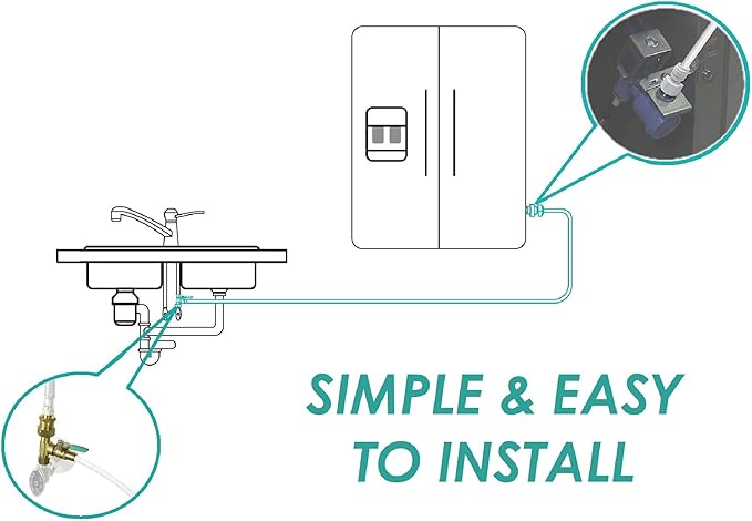 Metpure Ice Maker Fridge Installation Kit – 25' Feet x 3/8" OD Tubing for Appliance Water Line with Brass Stop Tee Connection and Valve for Quick Installation, 3/8" OD Fittings