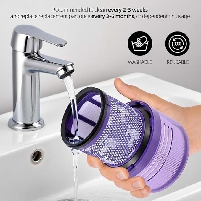 2 Pack Filters Replacement Compatible with Dyson V11 Animal, V11 Torque Drive, V11 Complete, V11 Extra, V15/V15s Detect, Washable, Reusable Cordless Vacuum Filter for Pet Hair, Dirt, Dust
