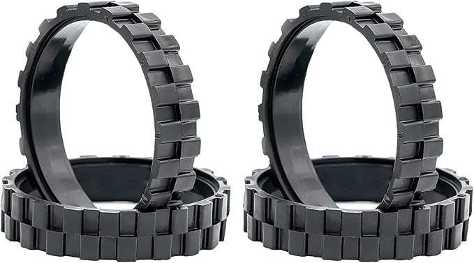 Garbage fighter Tires for IROBOT ROOMBA Wheels Series 500, 600, 700, 800 and 900, e5, e6, i7,Anti-Slip, Great Adhesion and Easy Assembly, Wheel Replacement for All roomba Models (Black 4 Pack)