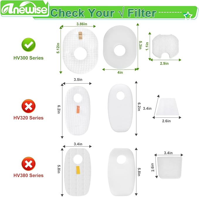4 Pack Filter Replacement for Shark Rocket HV301, HV302, HV30126, HV300, HV305, HV292, HV307Q, QS301Q, HV310, UV450 Ultralight Corded Stick Vacuum, Part #XFFV300, 4 Foam + Felt + Post Filters
