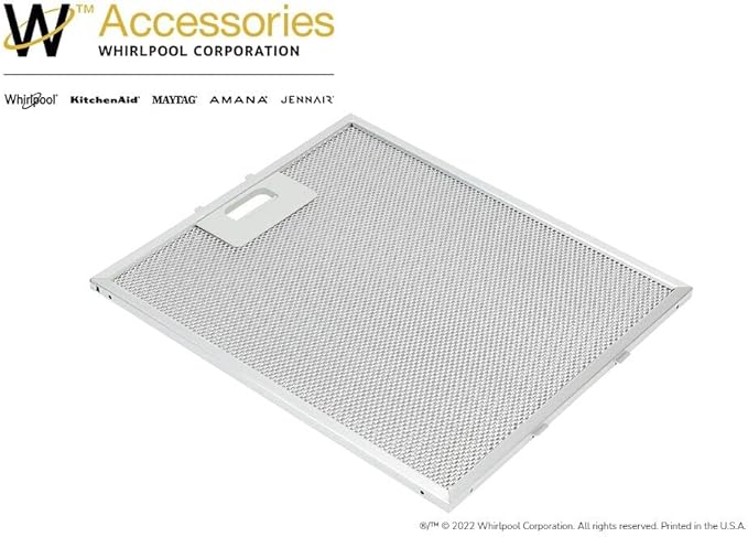 Whirlpool W10169961A Genuine OEM Grease Filter For Range Vent Hoods – Replaces 8190858, W10169961, W10833076, W10875058, W10870878, W11245983, 1 count