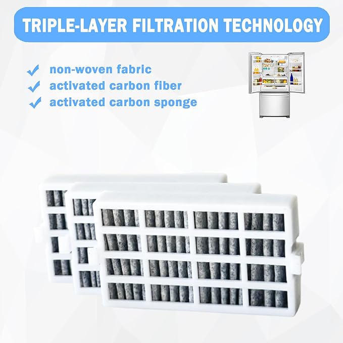 3 Pcs Refrigerator Air Filter Replacement Compatible with Whirlpool WRF560SEYM05, WRF560SMHZ00, WRF560SEYM04, WRF736SDAM14, WRF767SDHZ02, WRF767SDHZ00