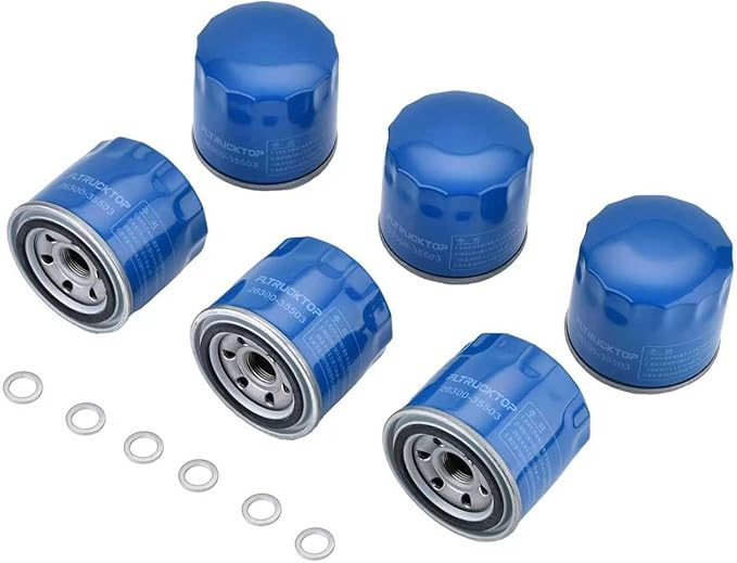 6PCS 26300-35503 21513-23001 Engine Oil Filter and Drain Plug Gasket fits for hyundai Elantra Santa Fe Sonata Accent Kona and Kia Forte Forte5 1997-2024 Replaces 26300-35504 MZ690116