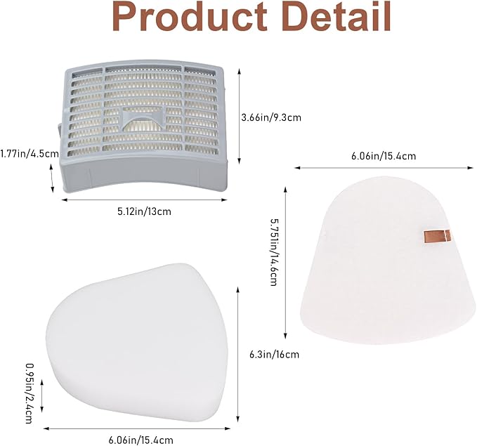 Vacuum Filters Replacement for Shark Powered Lift-Away DLX NV580 Series NV581, NV581Q, NV585, NV586, 1 HEPA Filter, 2 Foam & 2 Faux Felt Filters - Compare to Part # XFFT580 & XHEP580