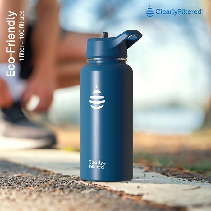 Clearly Filtered Water Bottle | Removes 220+ Contaminants, Double-Wall Insulated Stainless Steel, BPA/BPS Free, Phthalate Free, Filters Flouride Lead Chlorine (32oz, Lilac)