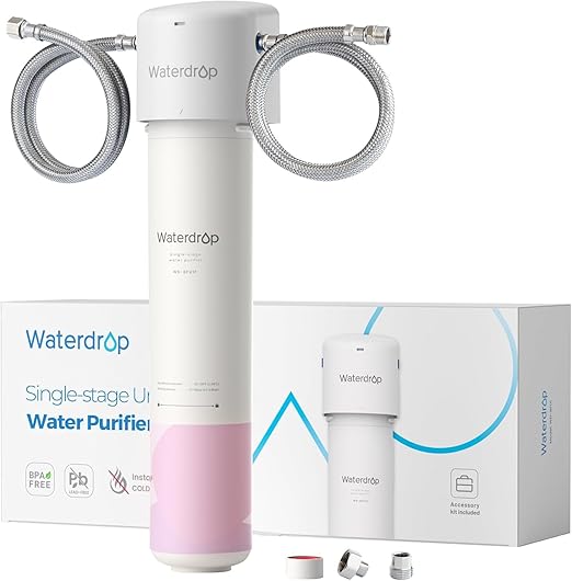 Waterdrop BFU1 Bathroom Sink Filter for Skincare, Strontium-enriched, Water Softner, Reduce 99.9% of Harmful Substance in Bathroom Sink Faucet, Reduces Skin Redness and Irritation