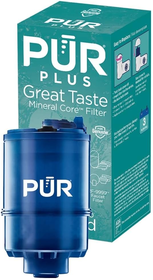 PUR PLUS Faucet Mount Replacement Filter 1-Pack, Genuine PUR Filter, 3-in-1 Powerful, Natural Mineral Filtration, Lead Removal, Blue (RF99991)