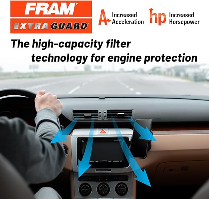 FRAM Extra Guard CA10191 Replacement Engine Air Filter for Select Kia Models, Provides Up to 12 Months or 12,000 Miles Filter Protection