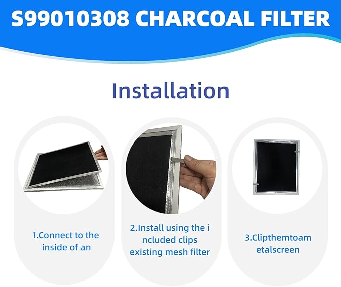 WB02X10707 S99010308 Charcoal Replacement Filter 10.8 X 13.3 X 0.1in Pack of 2 Compatible with Broan BPSF30 QS WS NON-Ducted Range Hood