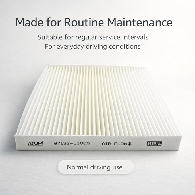 Cabin Air Filter Replacement for Hyundai Kia EV Models, White Non-Woven Fabric, Panel Style, 8.93 x 8.26 x 1.18 in