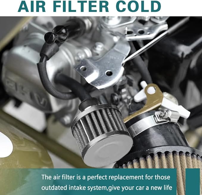 12mm Air Filter Intake Filter Breather, Valve Cover Breather, Mini Universal Motor Cone Cold Clean Air Intake Filter Turbo Vent Breather, Vehicle Engine Air Filters Suitable for Cars Motorcycles