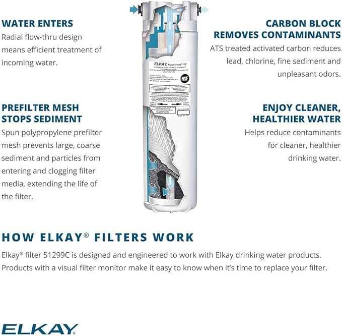 Elkay 51299c_2PK WaterSentry VII Cooler Replacement Filter Assembly (2 Pack), 3.2 x 3.2 x 12 inches, White