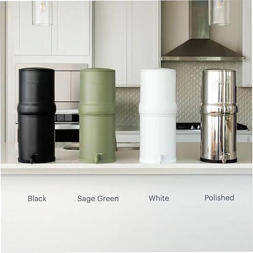 Boroux Legacy Gravity-Fed Countertop Stainless Steel Water Filter System | 3 Gallons with 2 Authentic Black Foundation. Filters | Matte Black