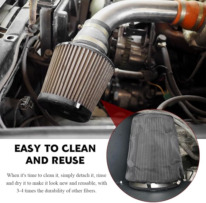 Air Filter Cover for Car Cold Air Intake Filter Cover Wrap Dustproof, Air Filter Cleaner Kits, Air Intake Filter Sock Cover for Harley Touring Universal for High Flow Air Intake Filters (Small)