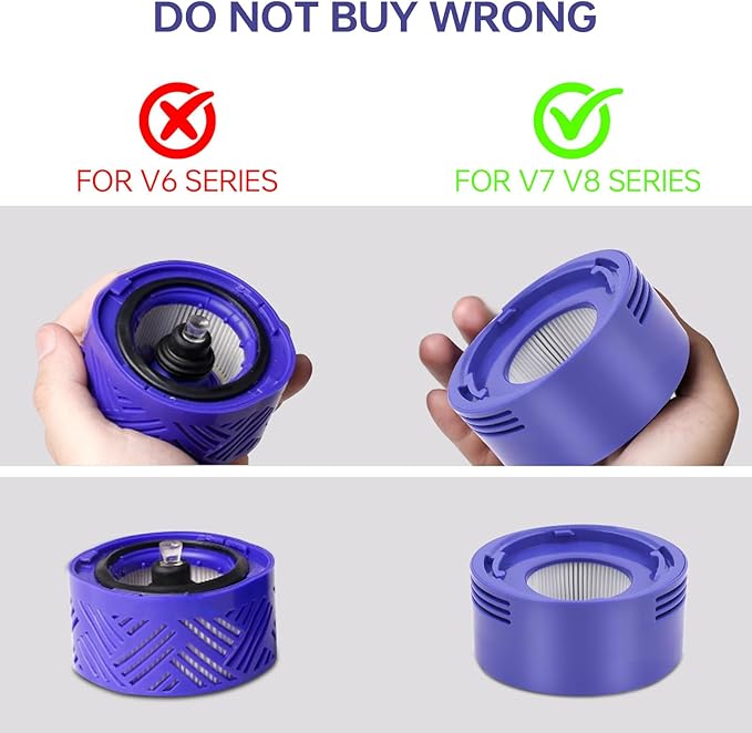 V8 V7 Animal Filter Replacement for Dyson V7 V8 Animal Absolute Motorhead Cordless Stick Vacuum Cleaner, 4 Post Filter, 4 Pre Filter and V8 V7 Roller Brush, Part # 965661-01 & 967478-01