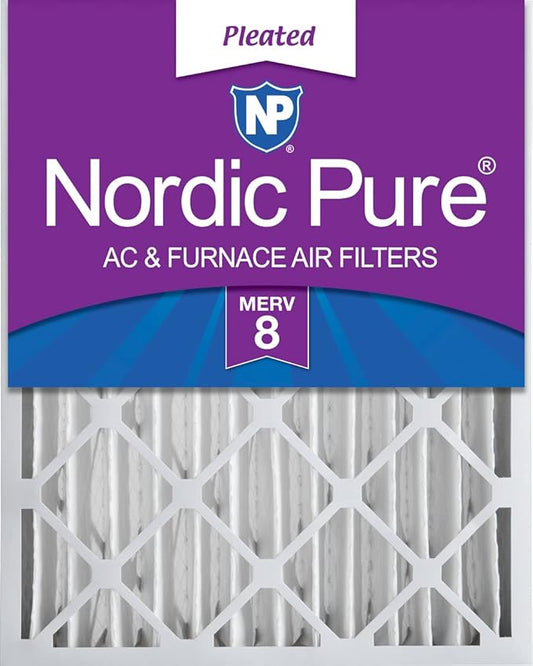 Nordic Pure 20x25x4 (Actual Size: 19 1/2 x 24 1/2 x 3 5/8) Pleated MERV 8 Air Filter 1 Pack