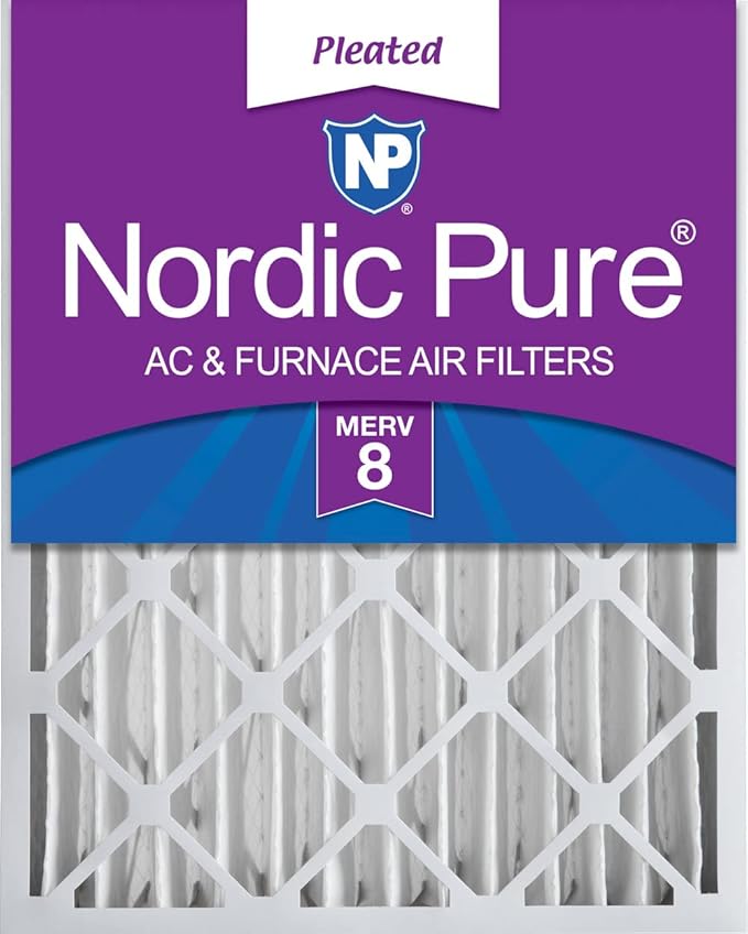 Nordic Pure 20x24x4 (Actual Size: 19 3/8 x 23 3/8 x 3 5/8) Pleated MERV 8 Air Filter 1 Pack