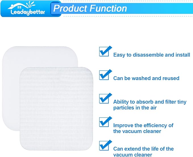 Leadaybetter UV850 UV900 UV900CCO LA700 LA702 LA800 LA802 LA802C Foam Filter Replacement for Shark Performance Lift Away DuoClean PowerFins Upright Vacuum, Compare to Part # XFFK602UKT