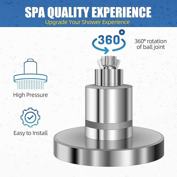 Filtered Shower Head High Pressure Shower Head with Filter for Hard Water Softener - Anti-Clogging Silicone Nozzles Bathroom Adjustable Replacement Rain Showerhead Improve Hair