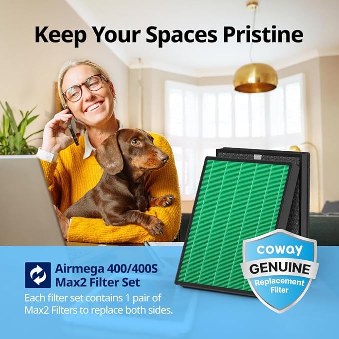 Coway Airmega 400/400S Air Purifier Replacement Filter Set, Max 2 Green True HEPA and Active Carbon Filter, AP-2015-FP