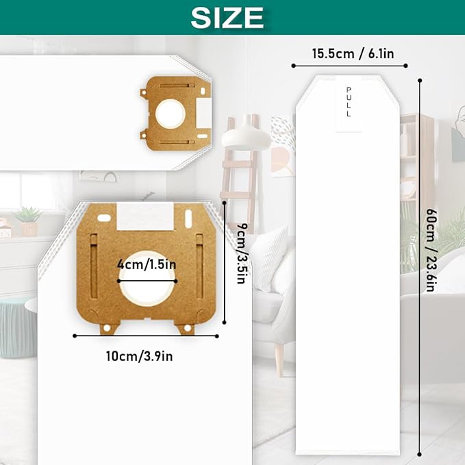Type LW HEPA Vacuum Bags for Oreck Magnesium Upright, Part # LWPK6OH, LWPK25OH, LWPK3OH, LW100, LW100LR, LW1500, LW1500RS, 83055-01, 6 Pack Odor Fighting Vacuum Cleaner Bags, White
