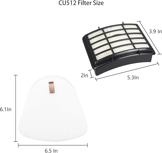 Replacement Filter Compatible with Shark CU512 Navigator Lift-Away XL Multisurface Upright Vacuum Cleaner （2 HEPA filters + 2 Foam）